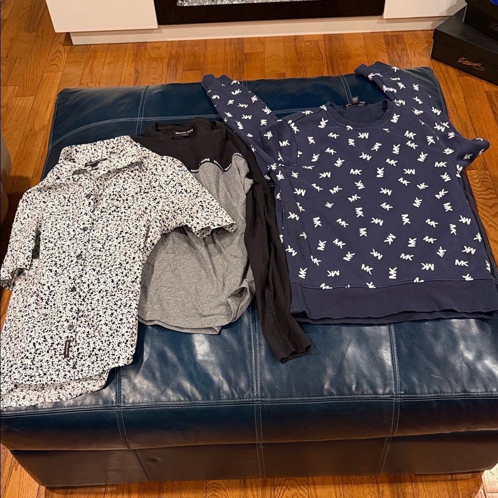 Men’s Small MK monogram sweater, long sleeve tee n button down monogram shirt